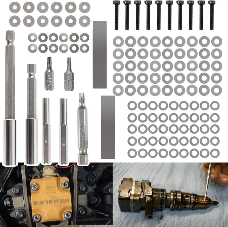 YMT Injector Tune Up Shim Kit Compatible with Ford 7.3L Powerstroke 1994-2003, for International T444E / DT466e / 1530E(134PCS/Set) - Image 1
